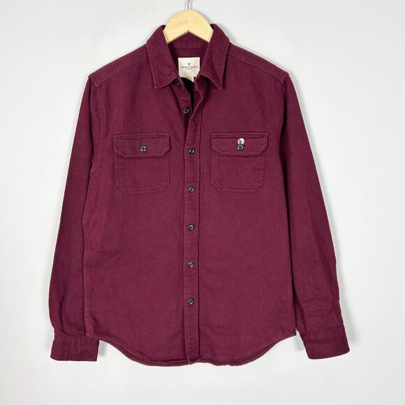 NEW American Eagle Red Heavyweight Button Down Shirt Shacket Size Small Men's - Picture 1 of 4